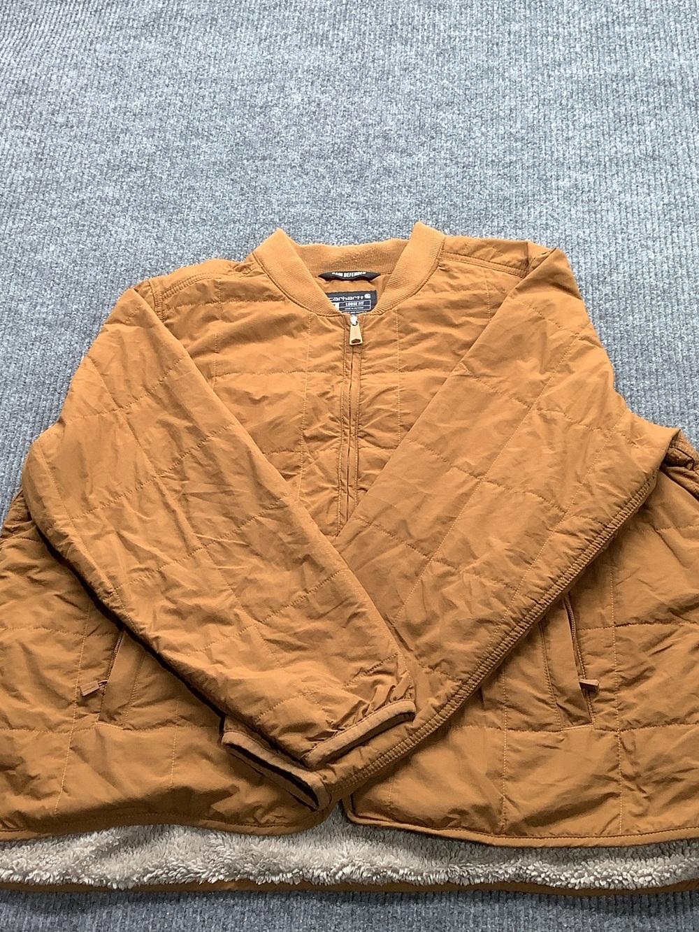 Carhartt Men's Quilted Rust/Tan Bomber Jacket